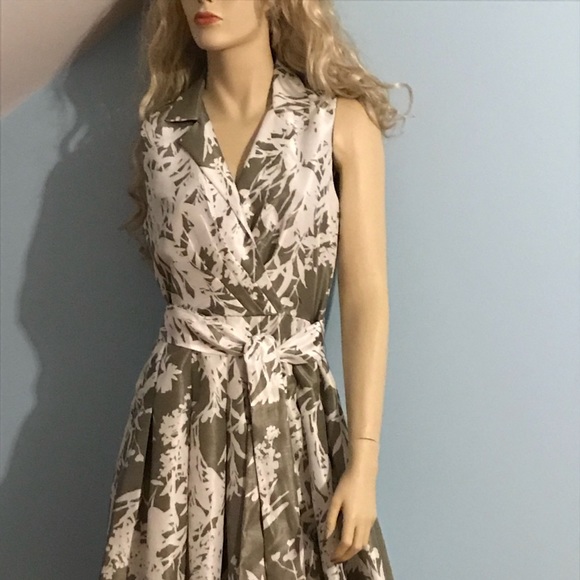 JESSICA HOWARD BEIGE & WHITE PRINT DRESS - Picture 2 of 3